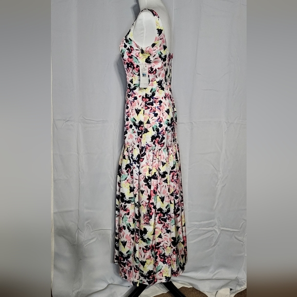 Aiden Mattox Women's NWT Satin Pleated Floral Sleeveless Midi Dress Size 2 - Picture 15 of 16